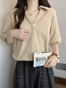Women Tops - Khaki - View 6