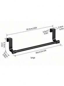 1 pièce Barre à serviettes extensible en acier inoxydable 23 cm (9,06 pouces)/36 cm (14,17 pouces), porte-serviettes de salle de bain et de cuisine, barre à serviettes en acier inoxydable brossé de 36 cm (14 pouces) avec crochets, porte-serviettes gain de place - Noir - Voir 13