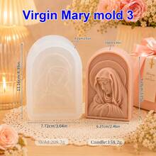 Zhonghui Mold 3D Virgin Mary Silicone Mold Religious Candle Mold Sacred Heart Cross Design DIY Candle Making Resin Plaster Home Decor Gift - Jesus - View 11