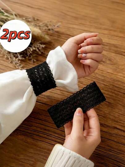 2pcs Anti-Slip Cuff Fixing Bands, Summer Wrist Lace Trim Tightening Straps, Suitable For Trench Coats, Sweaters, Jackets, Shirts, Hoodies, Suits And Other Sleeve Tightening, Comfortable And Non-Constricting, 1-2pcs