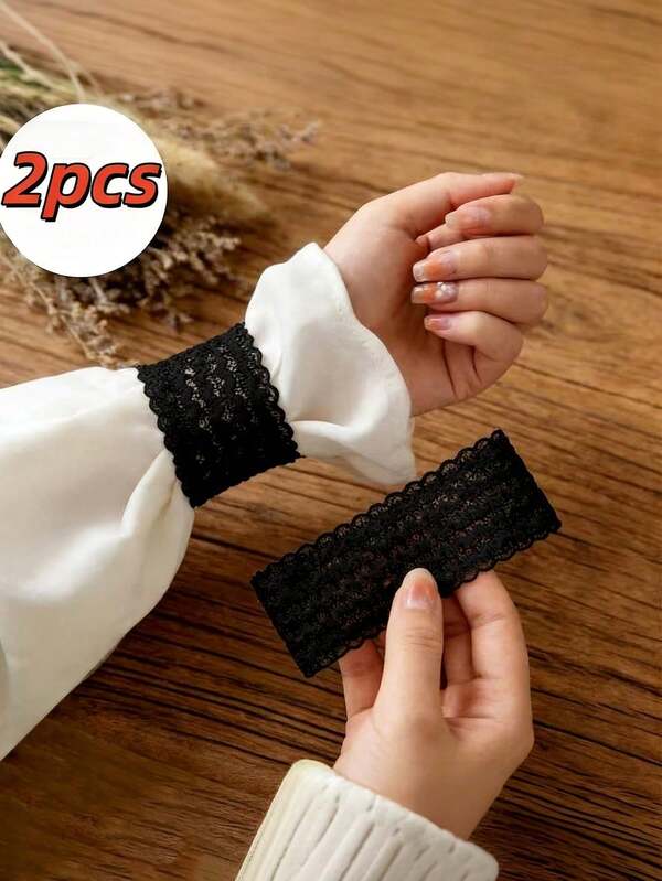 2pcs Anti-Slip Cuff Fixing Bands, Summer Wrist Lace Trim Tightening Straps, Suitable For Trench Coats, Sweaters, Jackets, Shirts, Hoodies, Suits And Other Sleeve Tightening, Comfortable And Non-Constricting, 1-2pcs