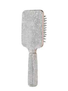 1pc Premium Artificial Diamond Inlaid Long Handle Air Cushion Massage Comb, Scalp Relaxation Massage Comb - Silver - View 4