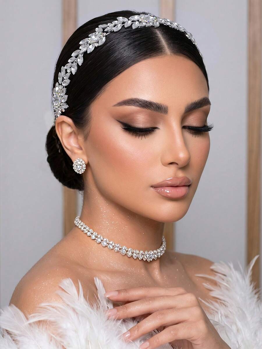 1pc Shiny Rhinestone Bridal Headband, Elegant Women's Headband Suitable For Wedding Party