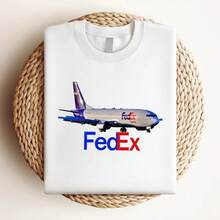 Damen-T-Shirt mit FedEx Express Airlines B737-Print, leichtes T-Shirt, Vintage-Waschung, atmungsaktiv, modisch, vielseitig, leicht bequem. - Weiss - Übersicht 3