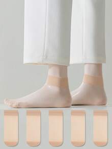 ZUJO 5雙裸色透明女襪，舒適透氣吸濕排汗，適合春、秋、夏季 - 查看 1