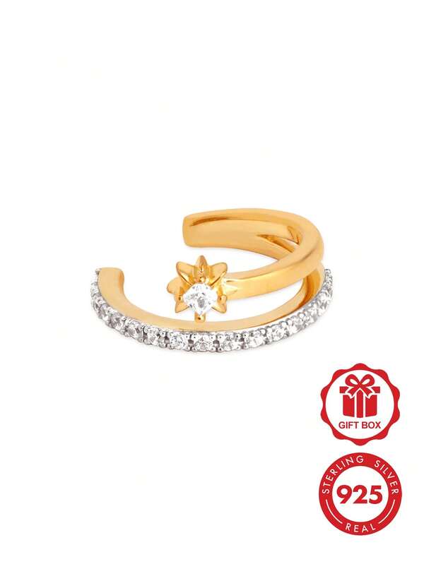 Pendientes de estrella de circonita cúbica con doble capa chapados en oro de 18K de plata de ley 925, aptos para uso diario
