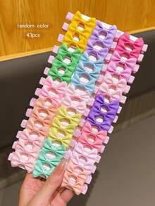 43 piezas de pinzas para el cabello con lazo de colores, tamaño pequeño, accesorios decorativos para el cabello - Multicolor - Ver 4