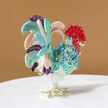 SIQIZHOU 1pc Animal Decorative Box Ornament, Enamel Jewelry Box, Metal Earring Box, Home Decor Chinese Style Animal Wealth-Attracting Ornament Gift - Multicolor - View 9