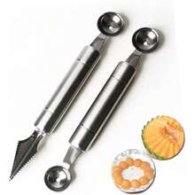 Double-Edged Fruit Ball Spoon Set, Excavator Style Carving & Cutting Tool, Stainless Steel Fruit Ball Kitchen Gadget - View 6