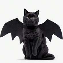 1pc Black Pet Bat Wings Costume - Halloween Vampire Cat/Dog Wings With Buckle Design, Lightweight Polyester Material, Suitable For Small Dogs And Cats - Halloween Party Outfit And Photo Prop, Easy To Wear And Durable Pet Clothing, Holiday Animal Costume - Multicolor - View 2