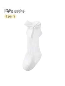 女童素色條紋防滑泡泡袖口蝴蝶結長襪 - 彩色 - 查看 6