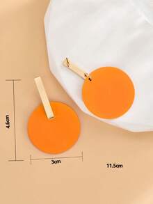 Round Drop Earrings - Orange - View 5