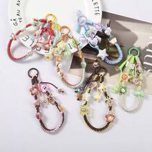 1pc Y2K Style Colorful Beads Zinc Alloy Phone Wrist Strap, Mixed Pendant Keychain, School Backpack Charm - Multicolor - View 2