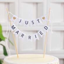Rustic Just Married Wedding Cake Topper – Vintage Paper Banner, Pre-Assembled Decoration For Wedding Cakes, Cookie Towers & Dessert Displays - Just Married - View 2