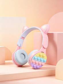 Gerripuer 可折叠无线耳机，带麦克风，可伸缩，泡泡LED灯，HiFi低音，适合女性的廉价礼物，在线课程，缓解压力 - 粉色 - 查看 13