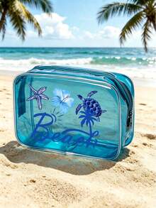 Transparent Waterproof Storage Bag, Zippered Cosmetic Bag With Cartoon Ocean Shell Pattern, Large Capacity Waterproof Multi-Functional Storage Pouch, Women's Transparent Toiletry Bag, Foldable Lightweight Wash Bag, Portable Travel Personal Care Cosmetic Organizer. Teacher's Day Gift, Mother's Day, Back To School, Vacation - Multicolor - View 5