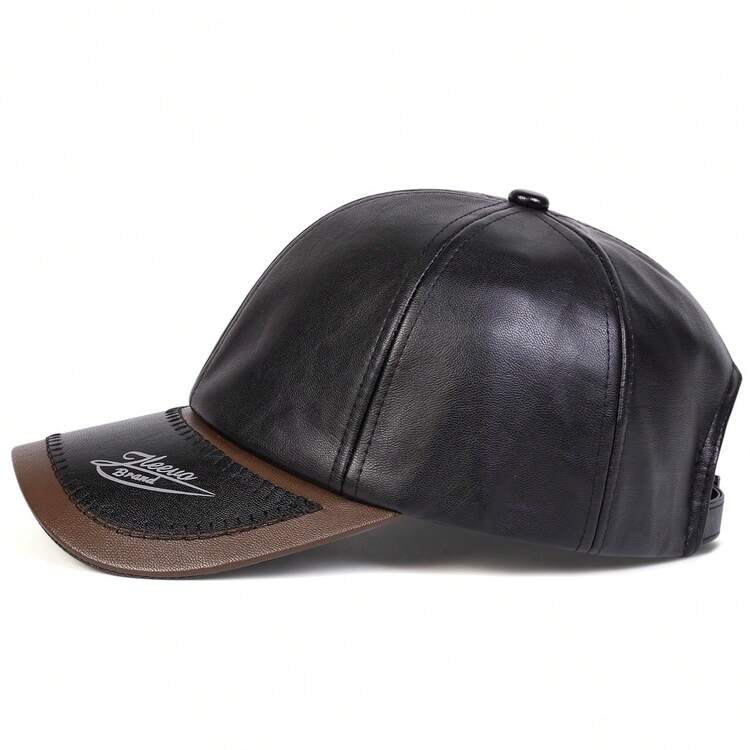 1pc Men's PU Leather Letter Embossed Baseball Cap, Outdoor Adjustable Casual Hat, Spring/Autumn - Multicolor - View 7