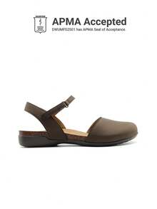 Women's Arch Support Sandals Closed Toe Comfort Cork Footbed Flat Sandals Wide Round Toe Summer Work Walking Vacation Shoes - Coffee Brown - View 3