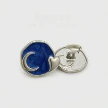 10pcs Moon Design Metal Shank Buttons, Blue Enamel Silver Tone Decorative Buttons, Suitable For Coats, Cardigans, Shirts, Dresses, DIY Sewing And Clothing Accessories - 10pcs - View 9