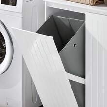 SoBuy Bathroom Tall Cabinet With 2 Laundry Baskets, White, 70 Cm Width X 37 Cm Depth X 170 Cm Height. Home Decor For Bathroom, Bathroom Organizer, Bathroom Accessories For Summer Bathroom - 白色 - 查看 11