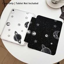 月亮星星行星圖案彩繪效果平板保護殼附支架，適用於 Honor 8/9/10/X8/X8A/X9/X8Pro/X9Pro/MatePad SE 11 吋/MatePad 11 吋/11.5 吋/MatePad Pro/Apple 10代/11代 2025 (A16)/Galaxy Tab A7/A9 及其他熱門機型 - 款式14 - 查看 2