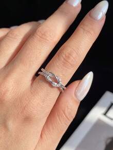 1件 總克拉重量：0.15CT 獨特雙結莫桑石戒指 925純銀，適合婚禮、舞會及其他場合佩戴 - 雙生結莫桑戒指 - 查看 3