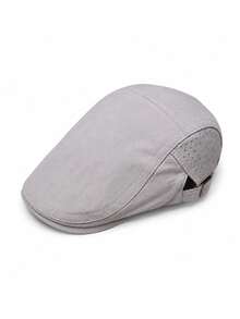 Topi Newsboy Berongga dan Bernapas, Warna Polos, Gaya Baru Musim Gugur/Dingin, Topi Beret Unisex, Topi Baseball Kasual Luar Ruangan - Sisi-sisi yang berongga - View 15