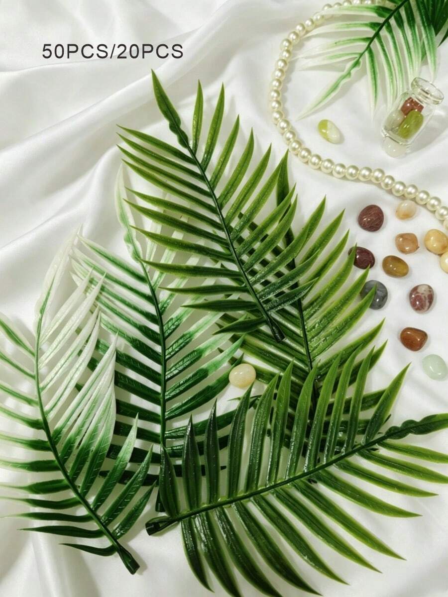 50/20 pièces Feuilles d'herbe d'eau artificielles en plastique bicolores mélangées au hasard, fausse verdure plate pour décoration de terrarium de jardin, décoration de maison, salle à manger, table de cuisine, accessoires de mariage et de fête muraux, affichage intérieur et extérieur de cour, artisanat toutes saisons
