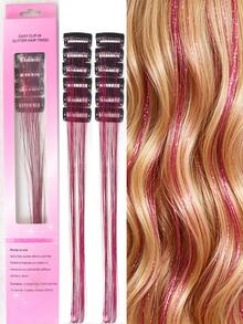 12pcs Glittery Metallic Ribbon Hair Clips Wig Pieces Shiny Hairband Hair Accessories Party Focal Point Delicate Eye-Catching Beautiful Hair Accessory Gift - Multicolor - View 18