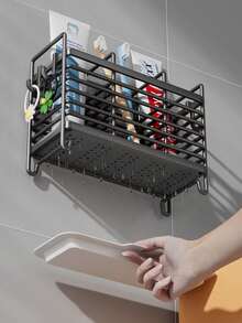 1pc 2/3 Slot Stainless Steel Chopstick Holder With Drip Tray, Durable Utensil Drying Rack, Practical Storage Organizer, Suitable For Home And Dorm, Sturdy Functional Accessory, Keeps Kitchen Utensils Neat And Dry - Multicolor - View 4