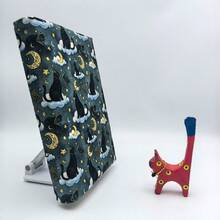 1 Pc Gold Moon And Cat Fabric Book Cover, Flat Printed Fabric Book Sleeve For Notebooks, Gift For Book Lovers, Couples, And Holidays,Back To School - Single Piece - View 5