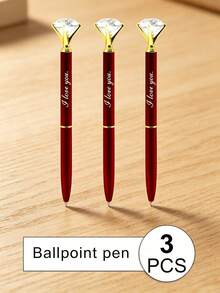[Disesuaikan] Pulpen Ballpoint Berlian Imitasi Besar Berukir, Pulpen Kristal Logam, Hadiah Pengiring Pengantin Pernikahan, Hari Guru, Kembali ke Sekolah, Ulang Tahun, Hadiah Liburan Natal, Hadiah Alat Tulis yang Dipersonalisasi - Set - View 2