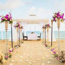 4pcs Metal Floral Decoration Stand, Metal Wedding Centerpiece Decoration Rack, High Table Decoration Vase, Suitable For Wedding Reception Centerpiece, Event Party, Hotel Home Decor (32 Inch, Gold) - 80cm/31.4inch - View 3