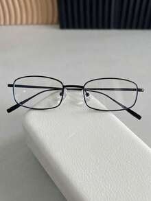 1 Pair Retro Small-Frame Y2K Black-Rim Glasses – Unisex Metal Full-Frame Decorative Eyewear; Lightweight, Comfortable Fashion Accessory; High-Quality Frames For Women - View 4