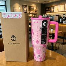 HydrojugTraveler 32 Oz/40 Oz Water Bottle With Handle & Flip Straw - Fits In Cup Holder, Leak Resistant Tumbler-Reusable Insulated Stainless Steel & Rubber Base - Gifts For Women & Men - cowgir 粉 - 查看 4