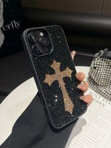1件 金色十字鑲鑽手機殼 奢華防摔 2合1保護殼 相容 iPhone 17 Pro Max/13/14 - 金色 - 查看 5
