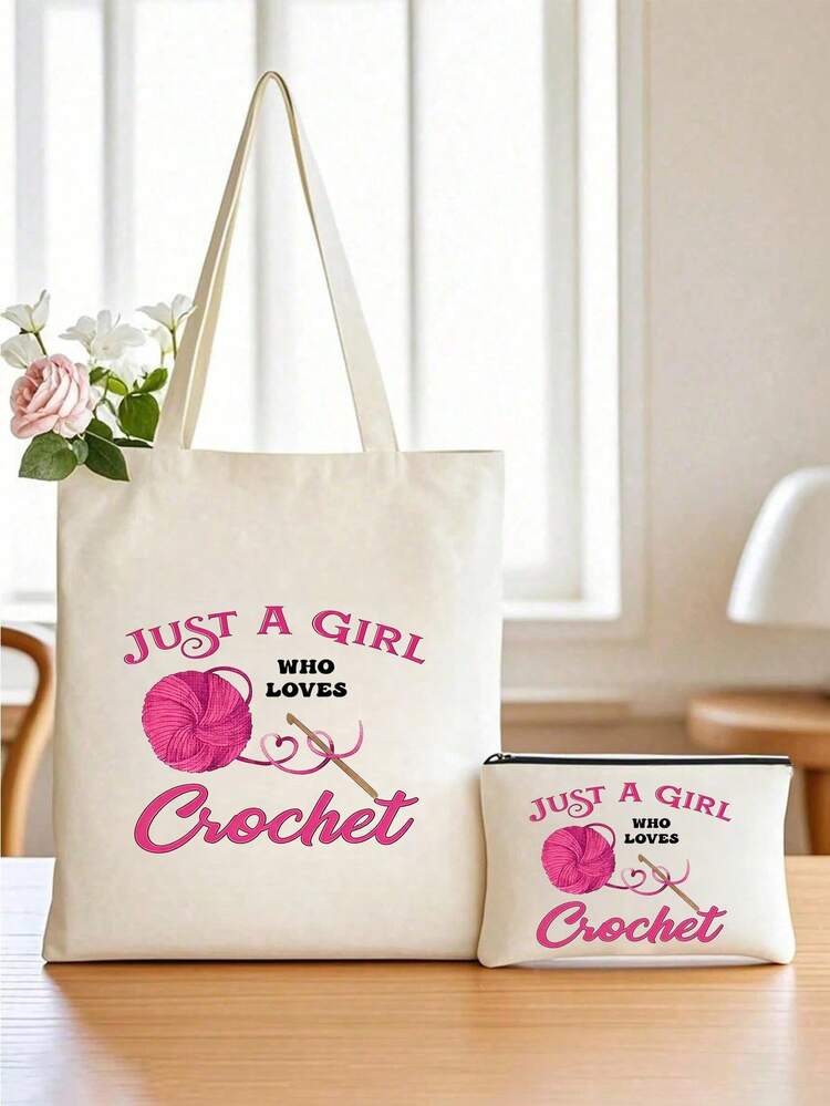 Crochet Is My Therapy' Printed Storage Bag, Knitting Lovers Zipper Pouch, Casual Yarn & Supplies Storage Bag, Ideal For Cosmetics & Toiletries - Multicolor - View 37
