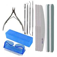 12pcs Nail Care Set, Nail File 100/180, Nail Buffer Block, Cuticle Nipper, Cuticle Trimmer, Cuticle Pusher, Nail Tools, Nail Kit, Pedicure And Manicure Tools, Nail Prep Set, Women Manicure Kit - Multicolor - View 10