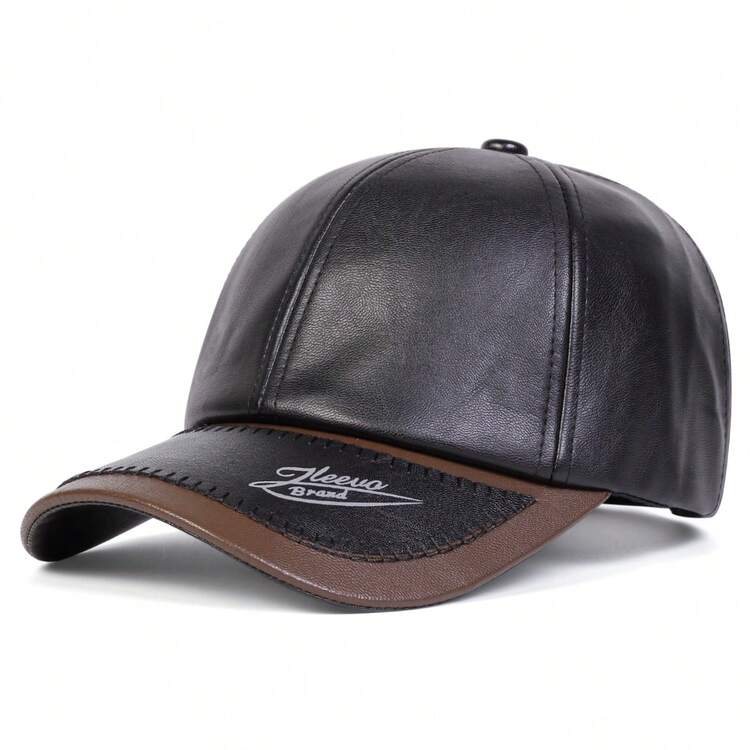 1pc Men's PU Leather Letter Embossed Baseball Cap, Outdoor Adjustable Casual Hat, Spring/Autumn - Multicolor - View 5