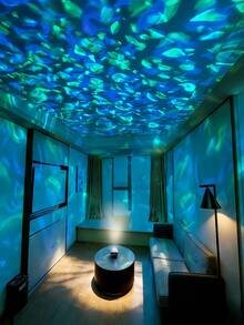 【水波紋投影燈】1件裝海洋波浪氛圍投影燈 附遙控器 水波紋投影機迷你星空夜燈 適用於臥室／天花板裝飾／派對氛圍營造／居家派對創意美學燈 浪漫小燈裝飾 - 多色光 - 查看 2