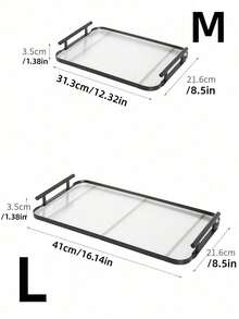 1pc, Acrylic Tray With Handles, Double-Ear High-End Home Tea Tray, Serving Tray, Commercial Restaurant Plate, Decorative Tray, Black Edge High Transparency Glacier Design, Suitable For Displaying And Storing Bread, Pastries, Fruits, Snacks, Desserts And Other Foods - Black - View 11