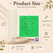 12 Zodiac Embossed Rolling Pin, Astrology Clay Texture Roller, Polymer Clay Stamp Tool, Ceramic Pottery Embossing Roller For DIY Craft Making - Multicolor - View 7