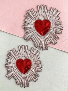 1pc/2pcs/3pcs/4pcs Heart-Shaped Embroidered Fabric Patch Applique DIY Iron-On Embroidery Patch - Multicolor - View 8