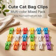 10pcs Random Color Cat Shaped Snack Storage Bags With Sealing Clips, Reusable Food Packaging Pouches, Lightweight Durable Kitchen Organizer, Home Office Pantry Essential Supplies For Dry Goods - Multicolor - View 2