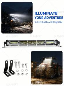 GLANBERT 1pc 11 Inch Ultra-Thin Single Row LED Work Light, Super Bright Front Bumper Spot Light, Off-Road Vehicle Grille Modification Light, 12V 24V Suitable For Trucks, Pickups, Tractors, Trailers, Etc. - Long Strip Lights - View 2