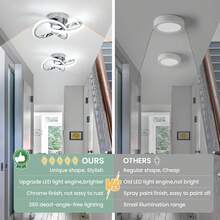 Modern LED Ceiling Lights, 9.5in Chro-Me Hallway Ceiling Light Fixtures 22W Cool White 6000K, Flush Mount Ceiling Light For Kitchen,Aisle, Entrance, Bedroom, Bathroom, Living Room - Silver - View 8