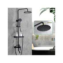 Duschsystem Regendusche Duschset Retro Bad Duschsystem mit Handbrause Rain Shower Faucet, Duscharmatur Komplettset, Duschset - Schwarz - Übersicht 7