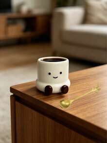 Cute 3D Foot & Smiling Face Ceramic Tableware Set, Espresso Coffee Cup & Multipurpose Bowl For Rice, Yogurt, Oatmeal & Breakfast, Adorable Home Kitchen Drinkware, All Occasion Gift - Multicolor - View 8