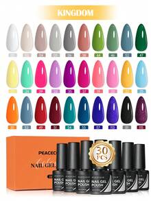 peacecolor 30色凝胶指甲油套装，春夏紫色、绿色、黄色，可卸半永久多色指甲油套装，适合美甲沙龙和居家美甲，女士美甲礼品，四季皆宜 - 彩色 - 查看 9