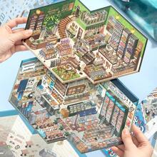 全新 5.0 店鋪管理裝飾場景貼紙：港口海鮮店/綠色花店裝飾貼紙，3D 微縮場景，無需裁剪，DIY 手帳與收納裝飾文具用品 - 多款式 - 查看 2